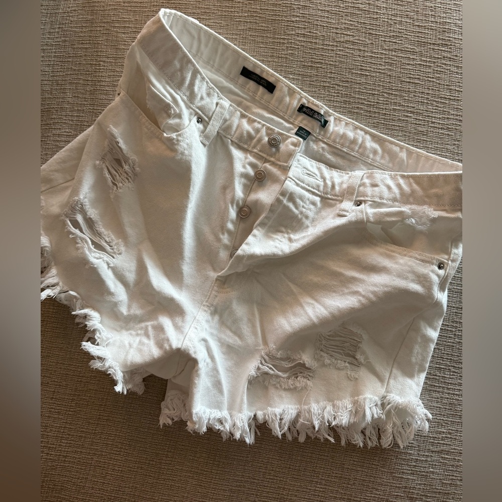 Wild Fable High Rise Distressed White Jean Shorts